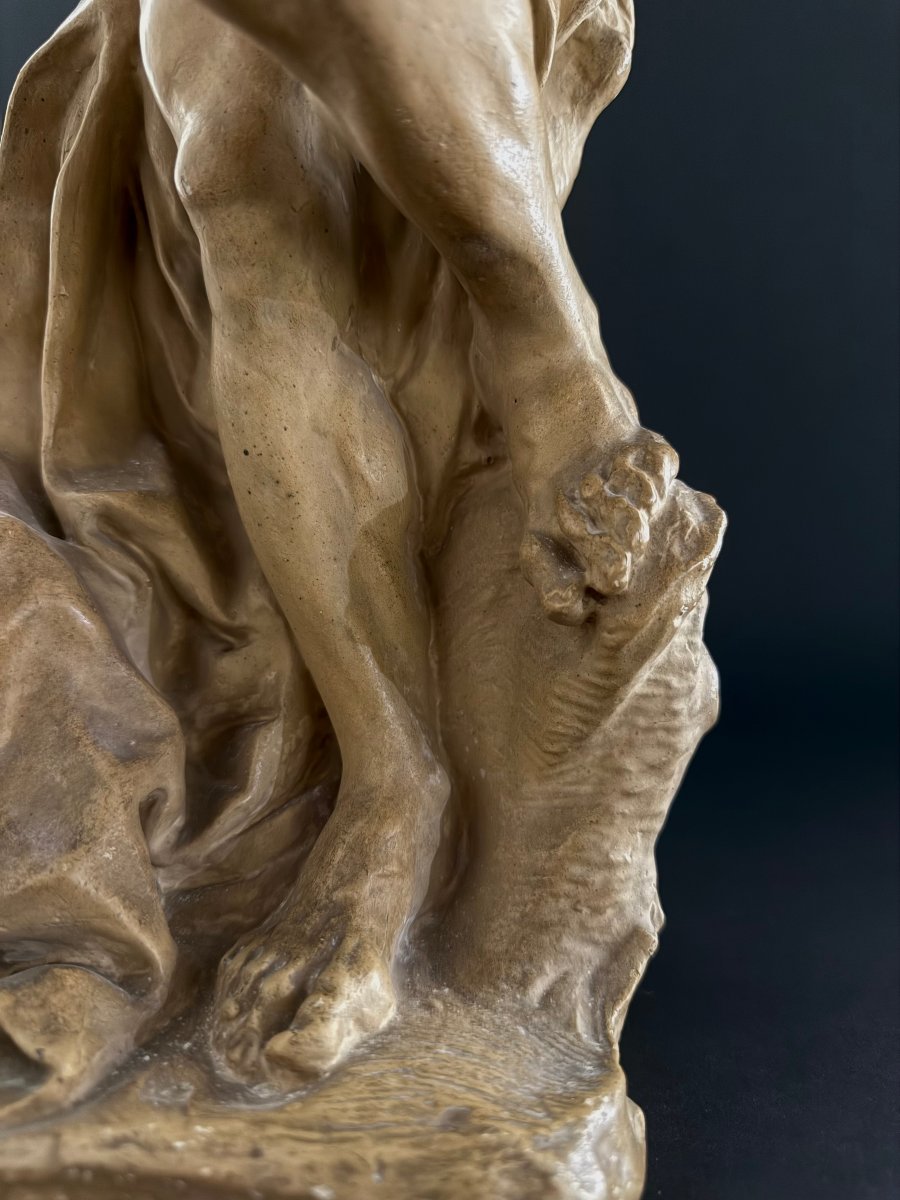 Stucco Sculpture Depicting A Faun - 20th Century-photo-6