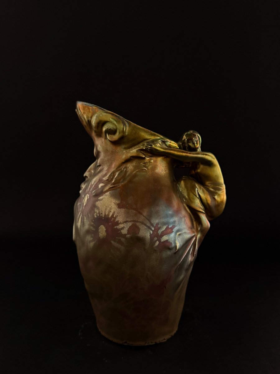  Delphin Massier - Ceramic Jug With Metallic Luster Glaze - Late 19th Century-photo-4
