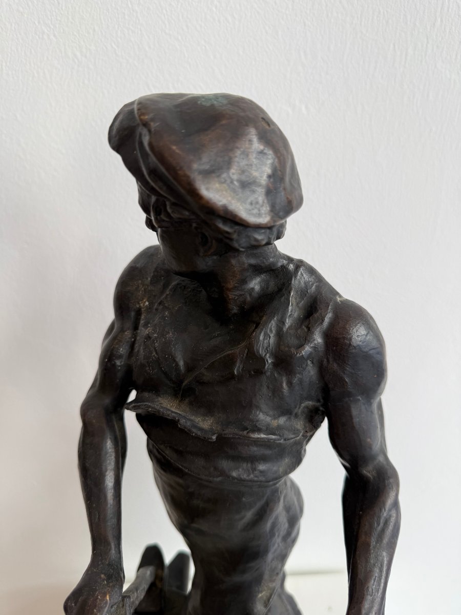 Bronze Sculpture Depicting A Blacksmith - 19th Century. France-photo-2