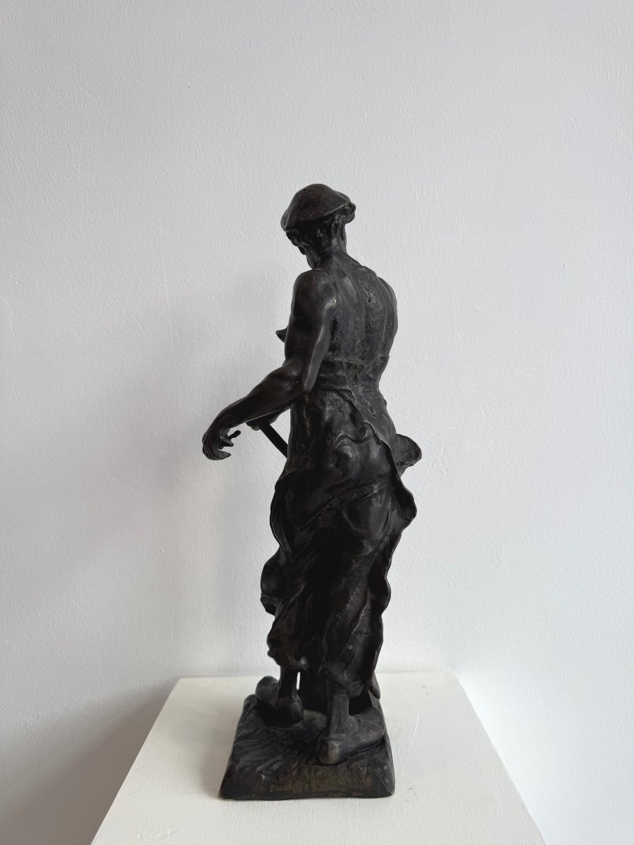 Bronze Sculpture Depicting A Blacksmith - 19th Century. France-photo-4