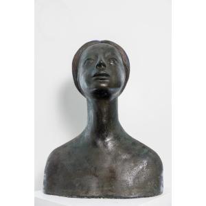 Sculpture en terre cuite à mi-corps d'une femme éthiopienne par Gino Zattoni - années 1950