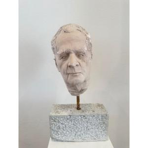 Sculpture en plâtre représentant un visage d'homme - Italie du XXe siècle