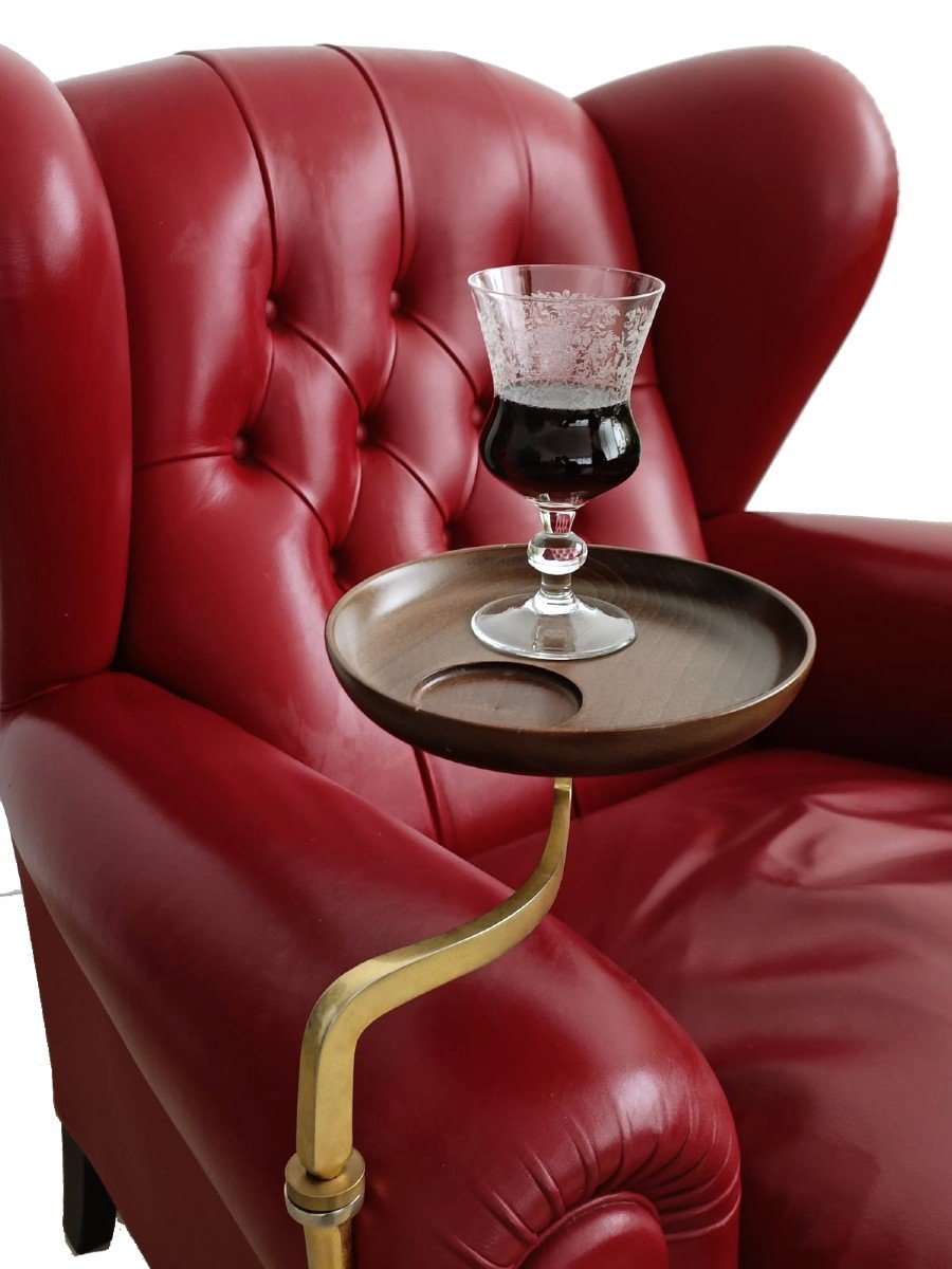Frau Armchair In Leather With Saucer Mod. 1919-photo-3