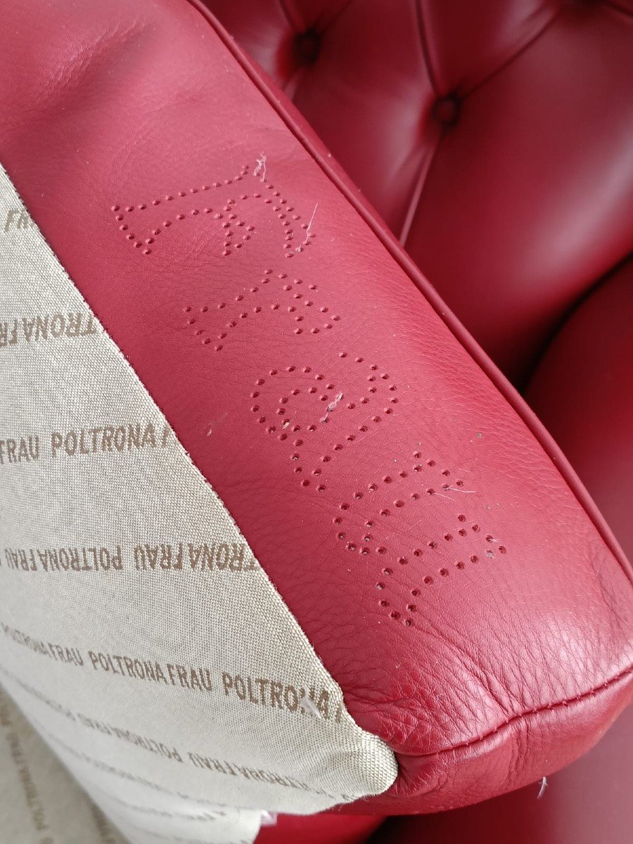 Frau Armchair In Leather With Saucer Mod. 1919-photo-1