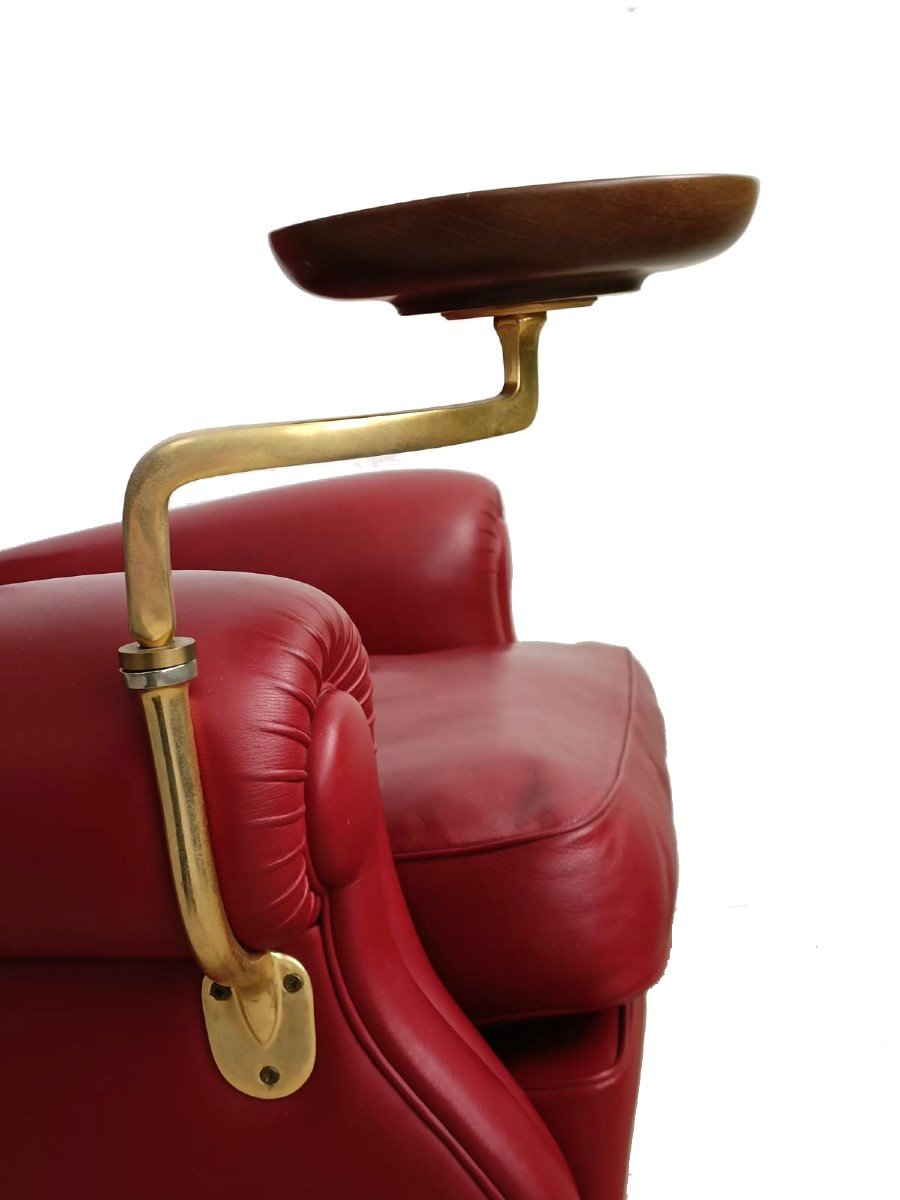 Frau Armchair In Leather With Saucer Mod. 1919-photo-3