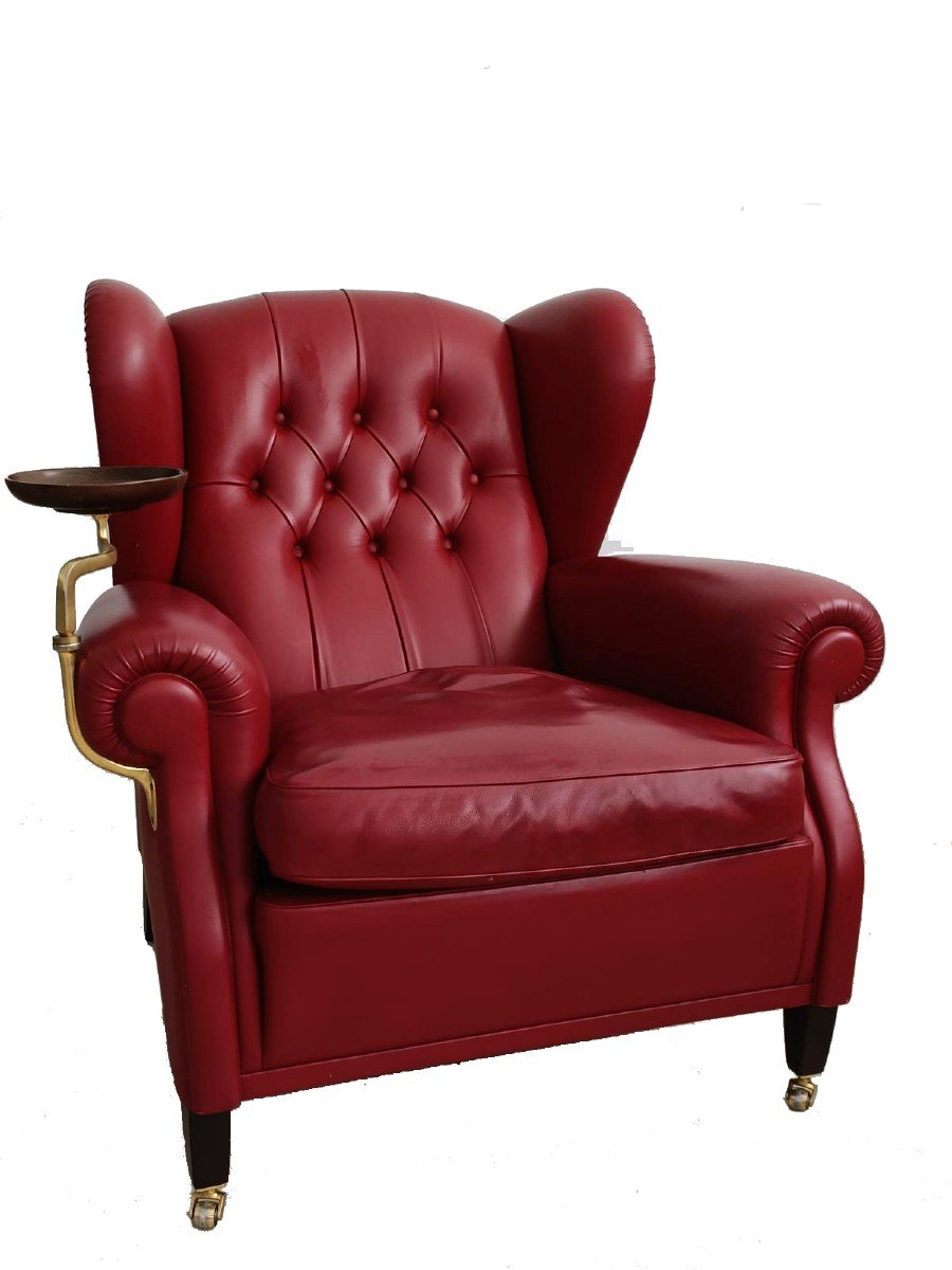 Frau Armchair In Leather With Saucer Mod. 1919