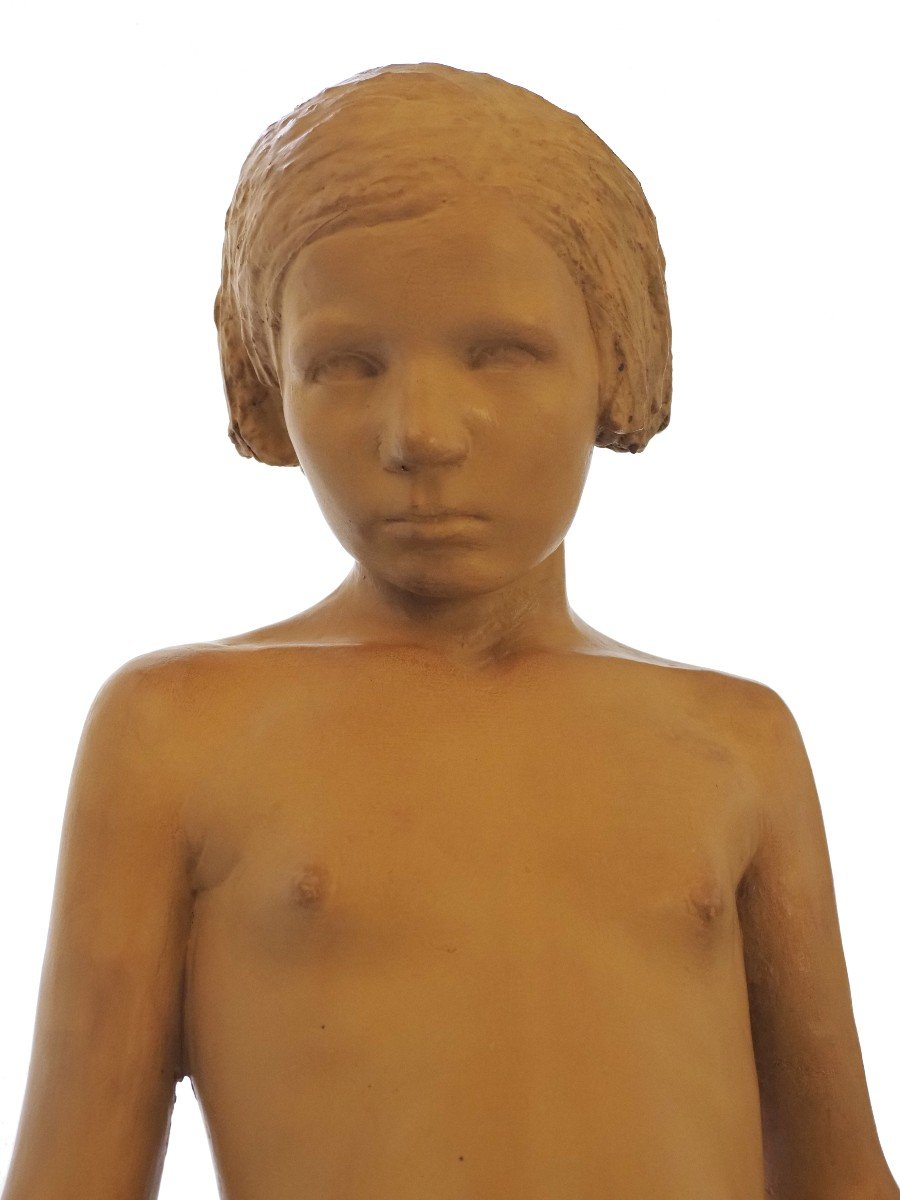 Vittorio Magelli,  Adolescent, Vers 1930, Sculpture En Plâtre Peint-photo-2