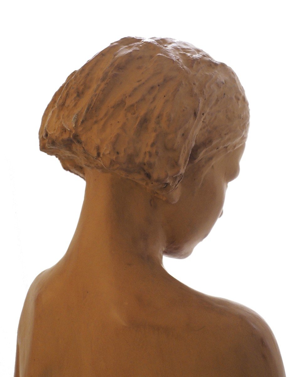 Vittorio Magelli,  Adolescent, Vers 1930, Sculpture En Plâtre Peint-photo-4