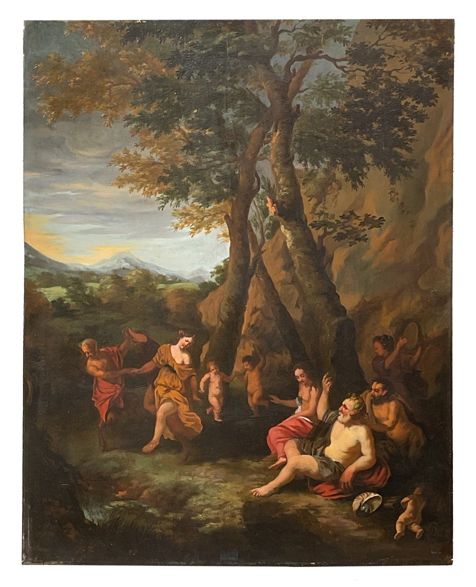 Gerard I Hoet, Bacchanalia, Oil On Panel-photo-2