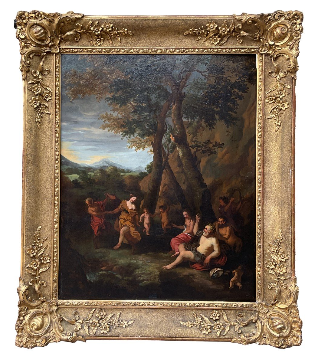 Gerard I Hoet, Bacchanalia, Oil On Panel