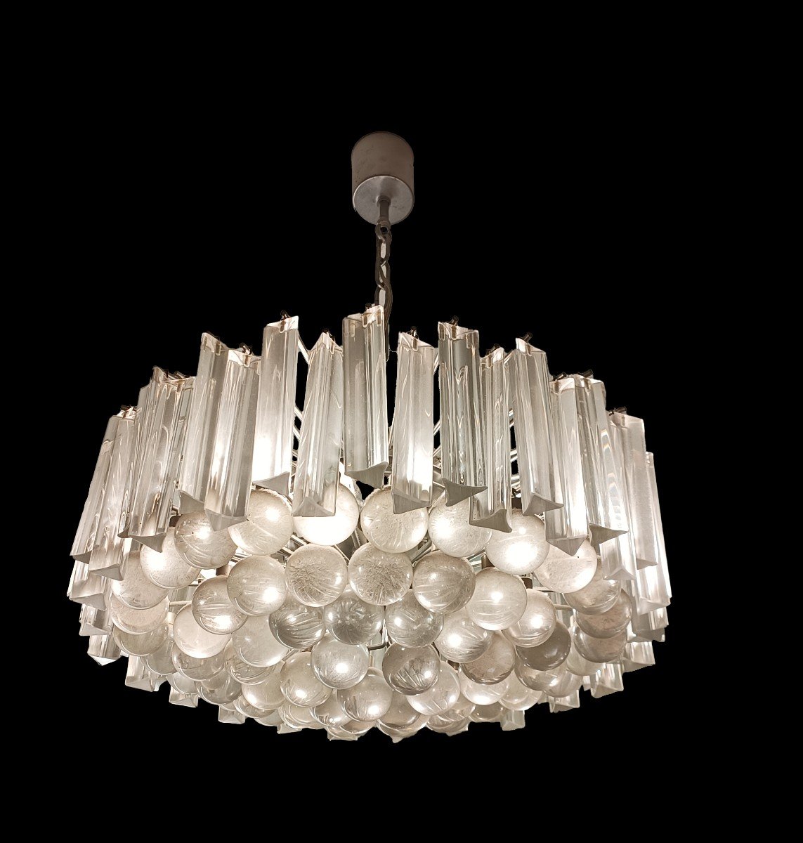 Pair Of Glass Chandeliers, Venini Murano, 1960s