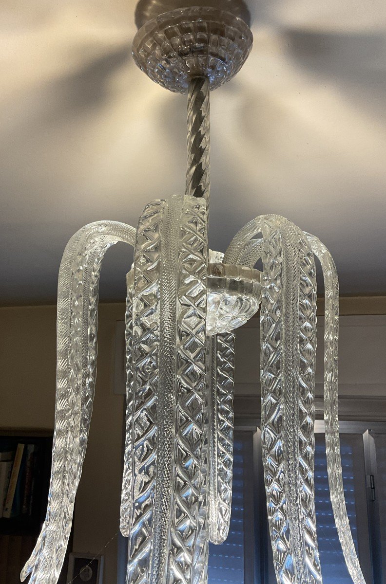 Barovier And Toso, Glass Chandelier, Murano, 1940s-photo-2