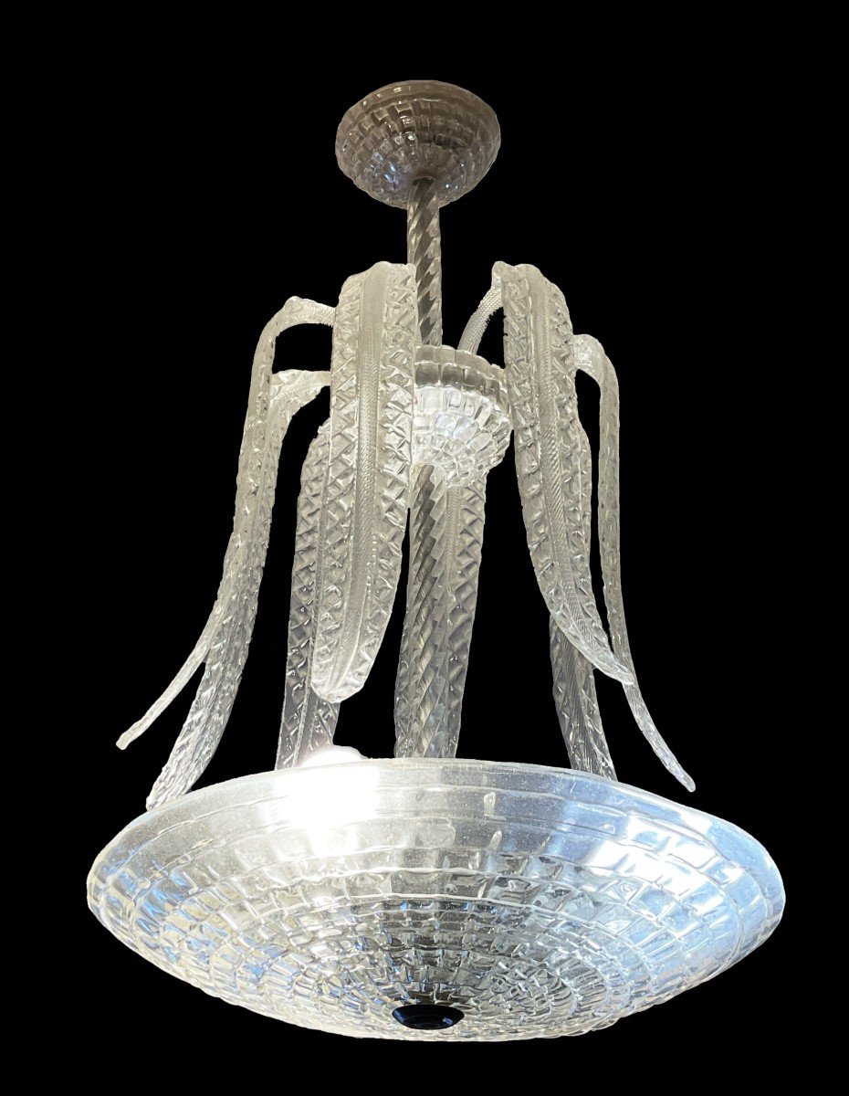 Barovier And Toso, Glass Chandelier, Murano, 1940s