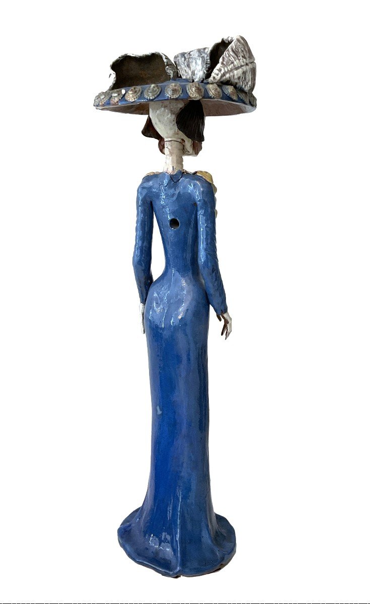 Catrina, Artiste Mexicain Du XXe Siècle, Sculpture En Terre Cuite Peinte En Polychromie-photo-4
