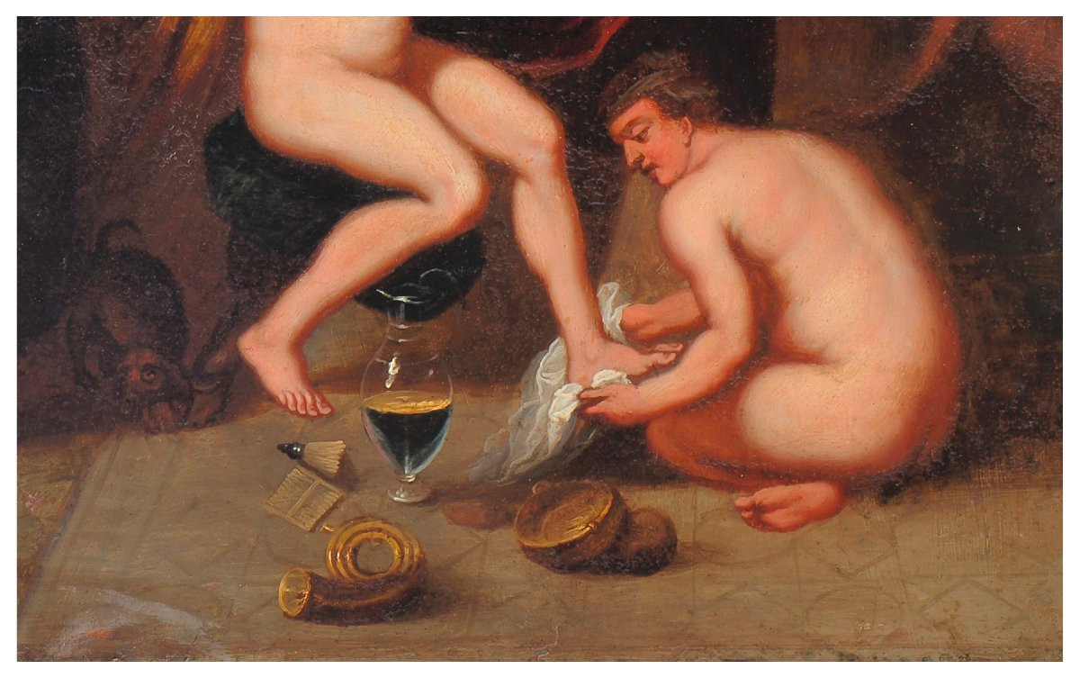 Peinture de Hedrick van Balen Diane et Actéon huile sur cuivre-photo-1