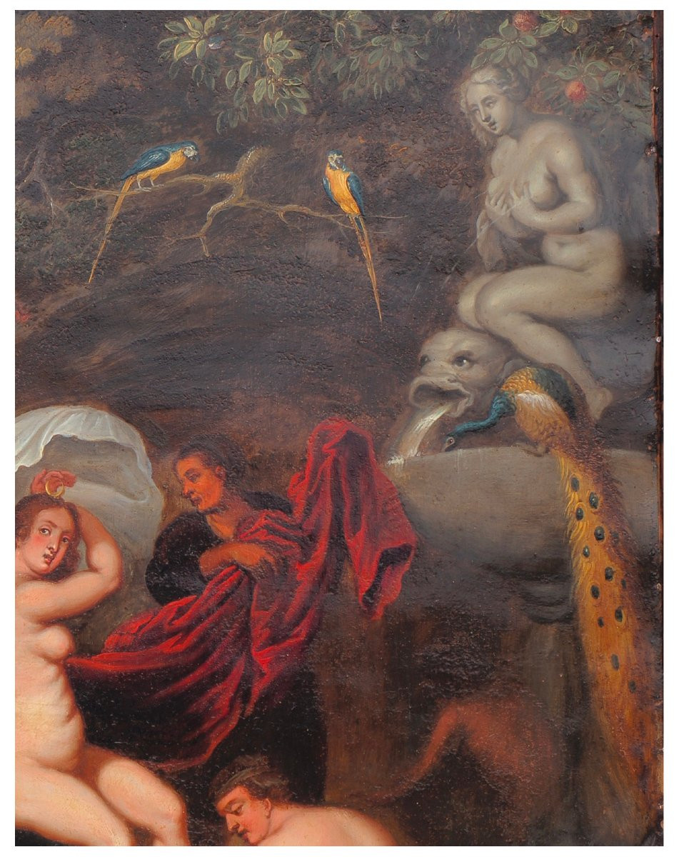 Peinture de Hedrick van Balen Diane et Actéon huile sur cuivre-photo-2