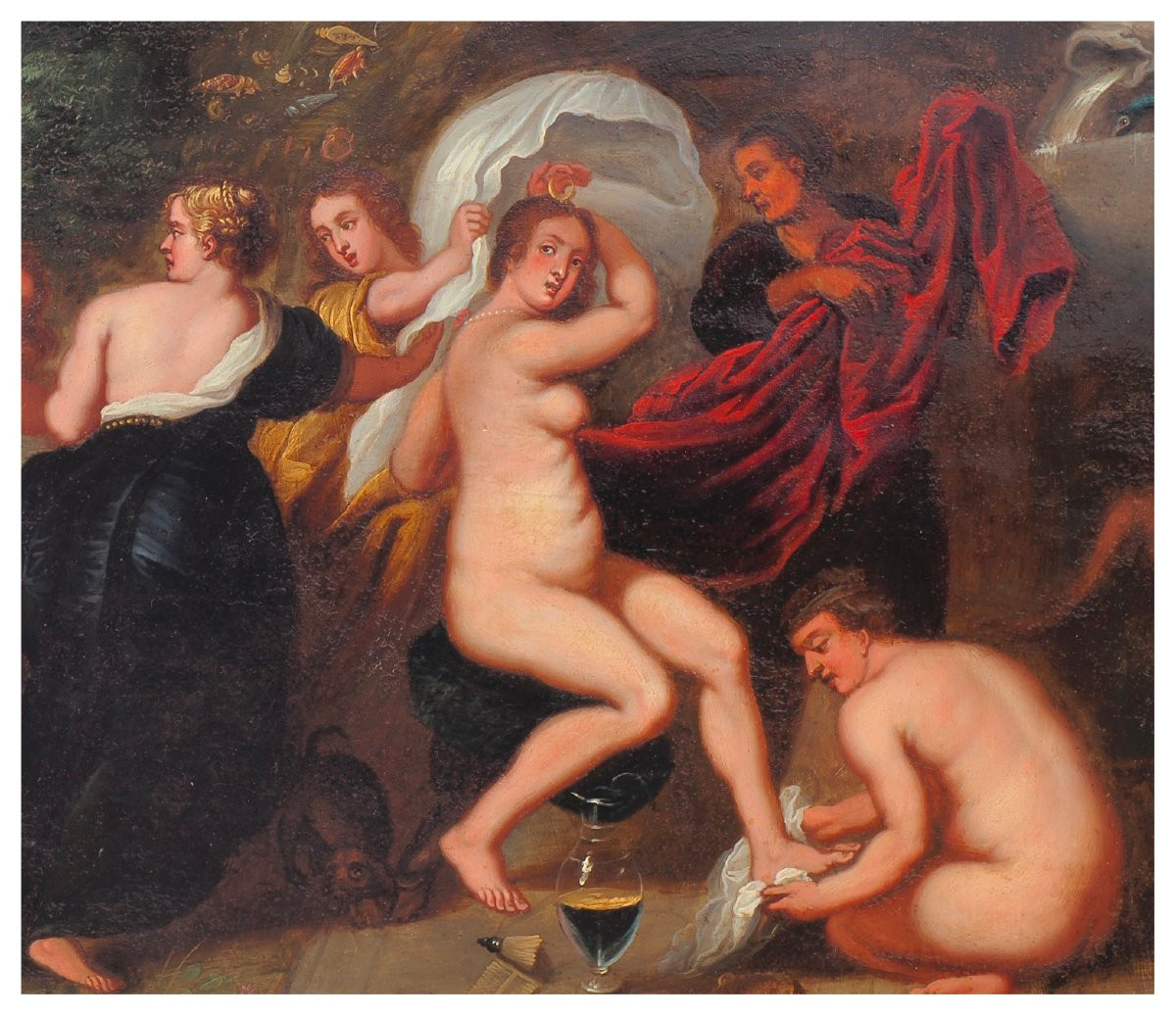 Peinture de Hedrick van Balen Diane et Actéon huile sur cuivre-photo-3