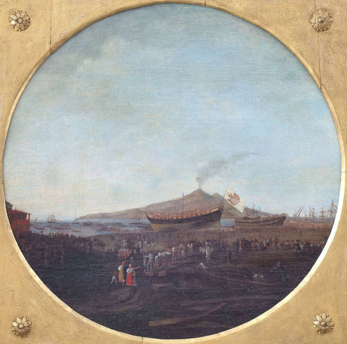 Jacob Philipp Hackert (disciple de), Vue du chantier naval de Castellammare-photo-2