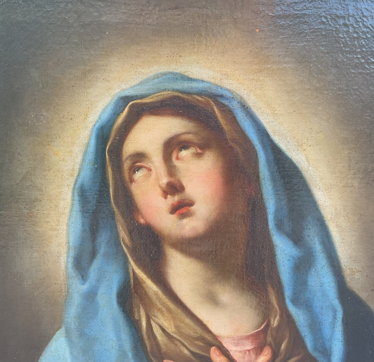 Guido Reni (disciple de), Vierge en extase, huile sur toile, 75 x 63 cm-photo-3