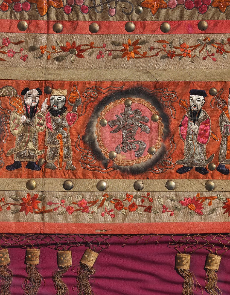 Two Ancient Oriental Textiles, China, 19th Century-photo-4