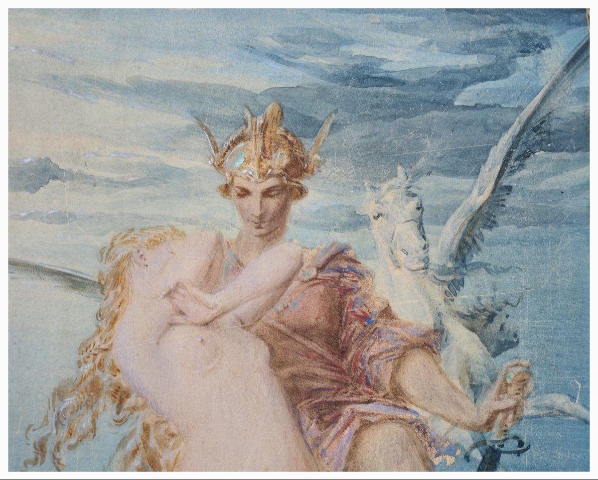 Charles-Édouard de Beaumont, Persée et Andromède, technique mixte: tempera, aquarelle-photo-2