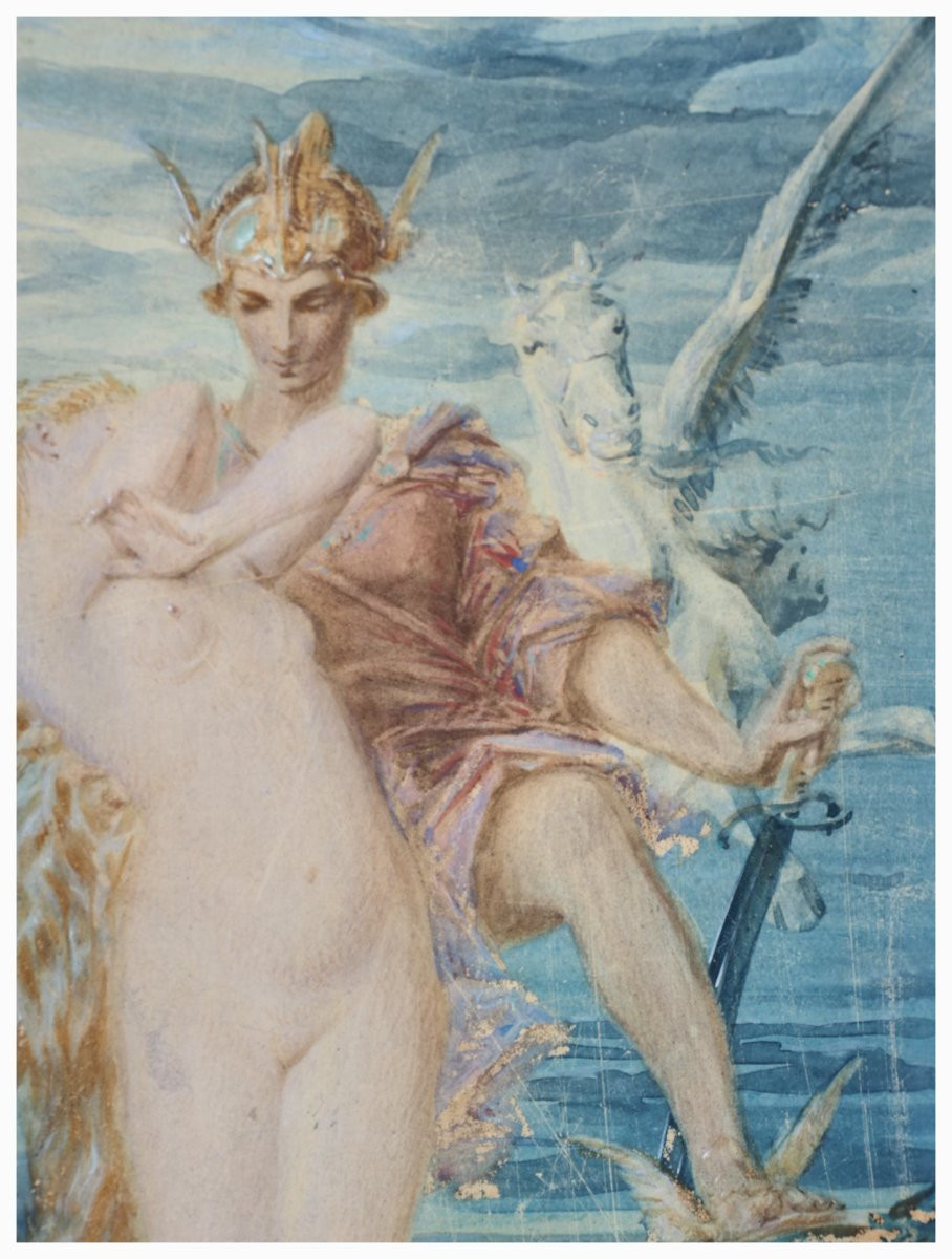 Charles-Édouard de Beaumont, Persée et Andromède, technique mixte: tempera, aquarelle-photo-3