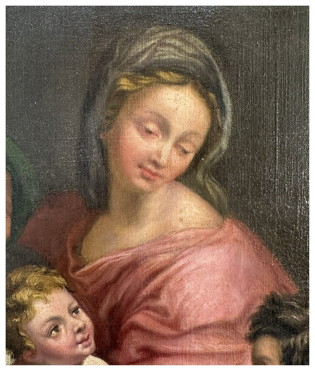 Disciple de Nicolas Poussin, La Sainte Famille avec l'Enfant Jean-Baptiste, Huile sur toile, 59-photo-3