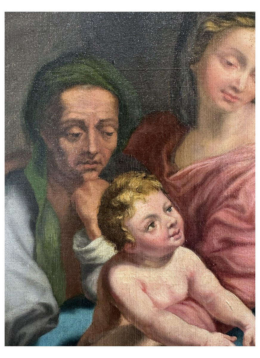 Disciple de Nicolas Poussin, La Sainte Famille avec l'Enfant Jean-Baptiste, Huile sur toile, 59-photo-1