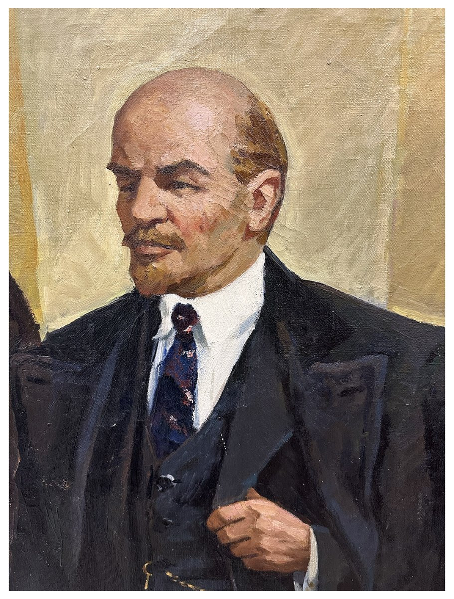  2.803 Soviet Painter Active In The Mid-20th Century, Lenin With Soldiers Of The Revolution-photo-2