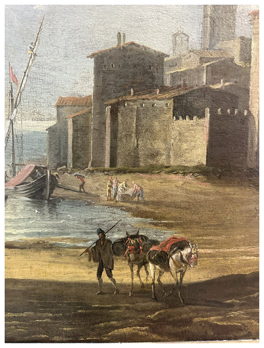 Follower Of Abraham Storck, Mediterranean Port With Sailing Ships, Figures-photo-8