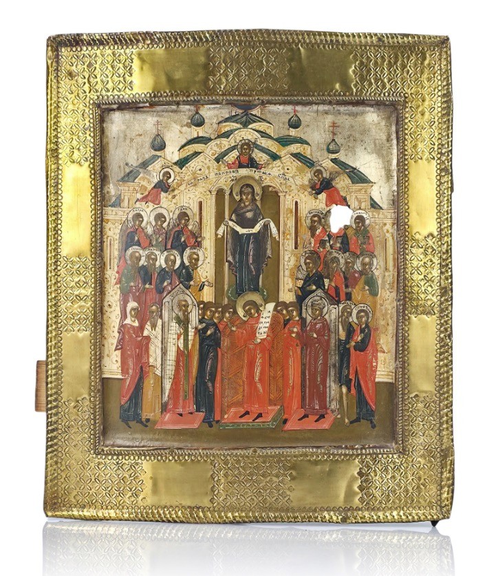 Apparition de la Mère de Dieu de Pokrov – Icône russe du XIXe siècle