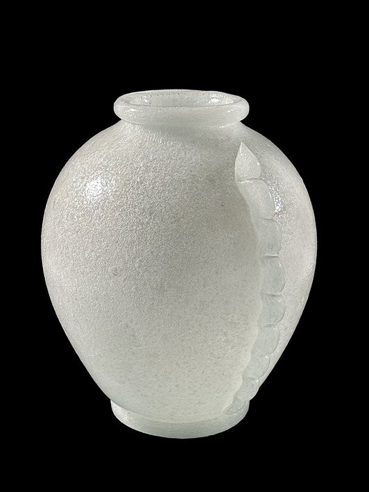 AVEM – ARTE VETRARIA MURANESE  Vase pulegoso - Verre soufflé blanc orné de détails appliqués-photo-2