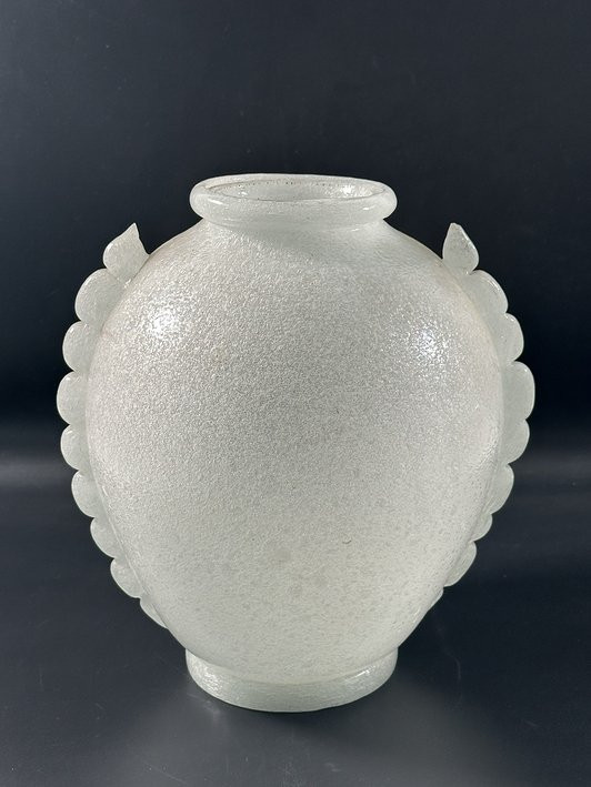 AVEM – ARTE VETRARIA MURANESE  Vase pulegoso - Verre soufflé blanc orné de détails appliqués-photo-3