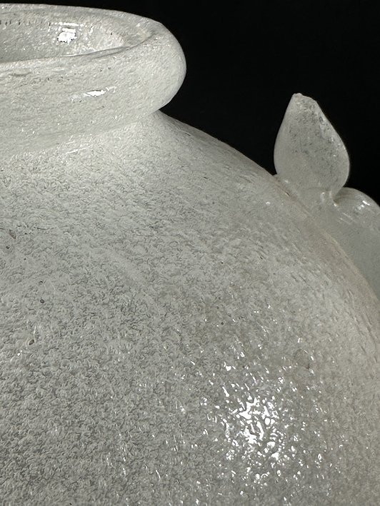 AVEM – ARTE VETRARIA MURANESE  Vase pulegoso - Verre soufflé blanc orné de détails appliqués-photo-6