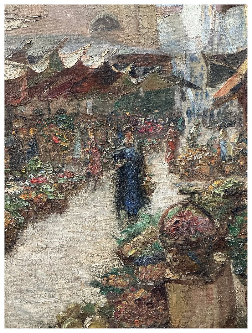 Luigi Moretti, Vue du Marché de Rialto. Huile sur toile, 74×60 cm -photo-2