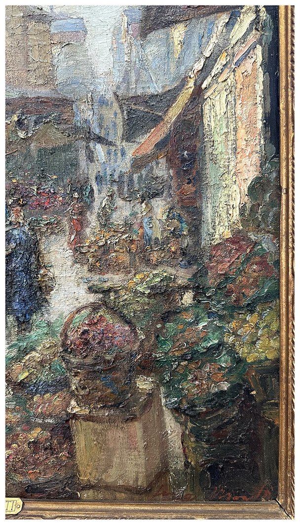 Luigi Moretti, Vue du Marché de Rialto. Huile sur toile, 74×60 cm -photo-2