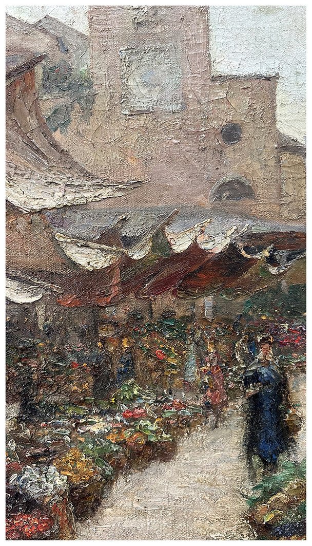 Luigi Moretti, Vue du Marché de Rialto. Huile sur toile, 74×60 cm -photo-3