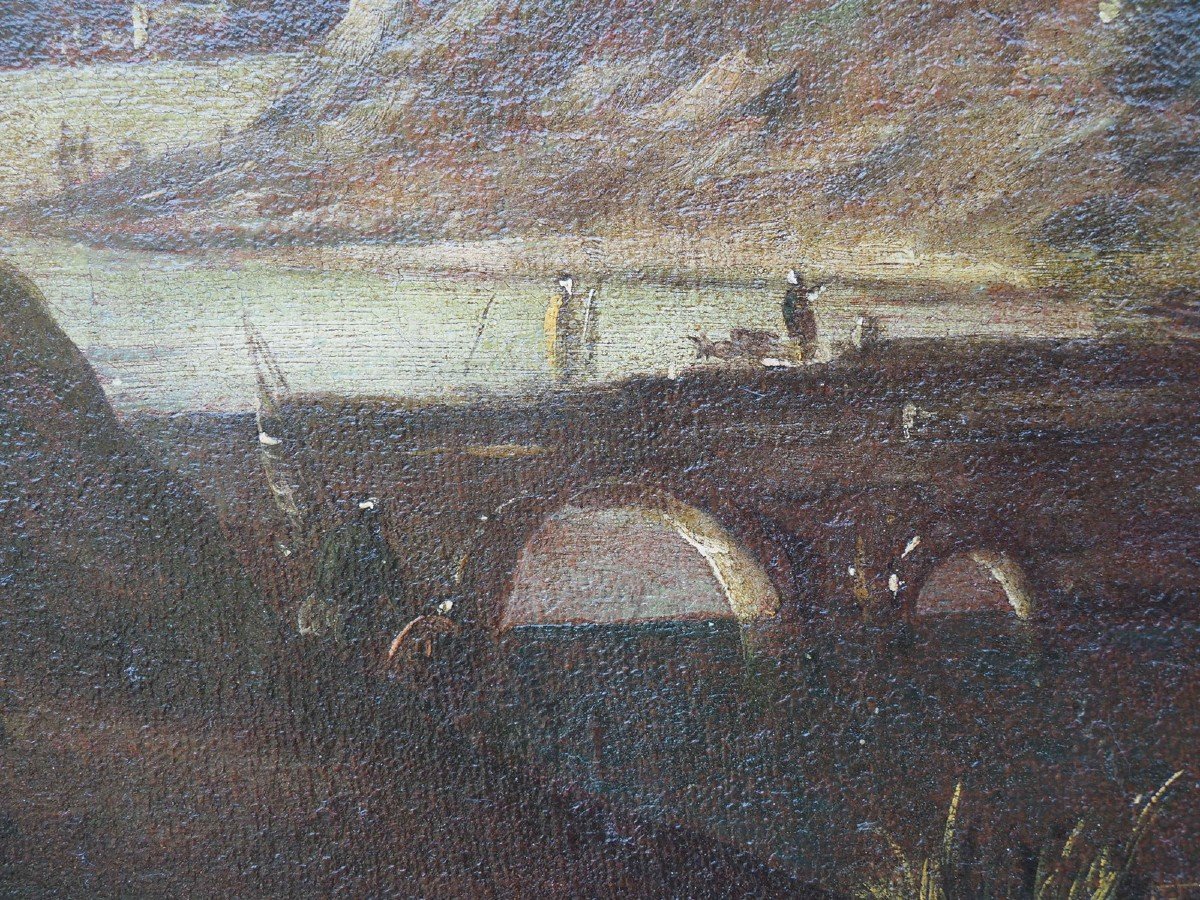 Ecole De Marco Ricci,  Paysage Au Coucher Du Soleil Avec Personnages-photo-2