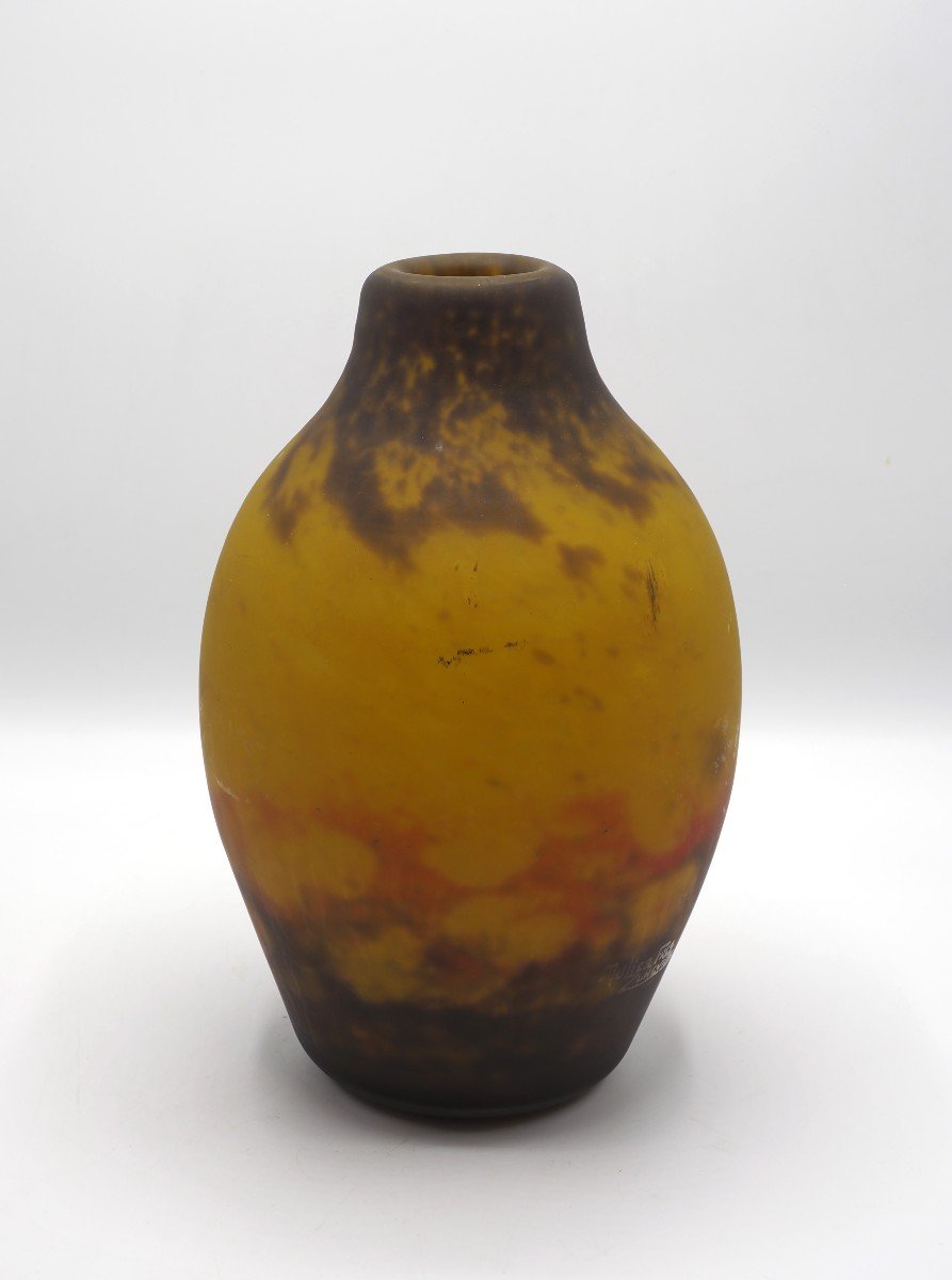 Vase De Verre Par Muller Frères Des Années 20