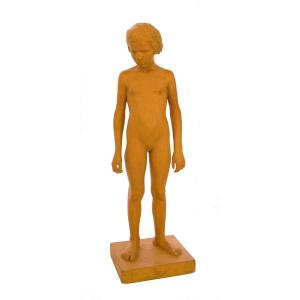 Vittorio Magelli,  Adolescent, Vers 1930, Sculpture En Plâtre Peint