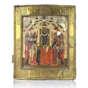 Apparition de la Mère de Dieu de Pokrov – Icône russe du XIXe siècle