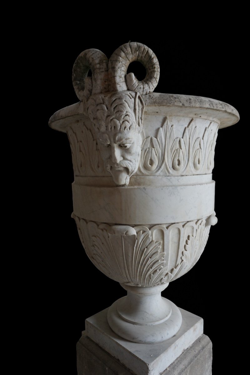 Monumental Vase Fin XIXe En Marbre De Carrare-photo-3