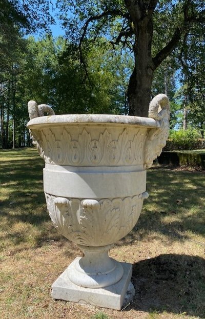 Monumental Vase Fin XIXe En Marbre De Carrare-photo-2