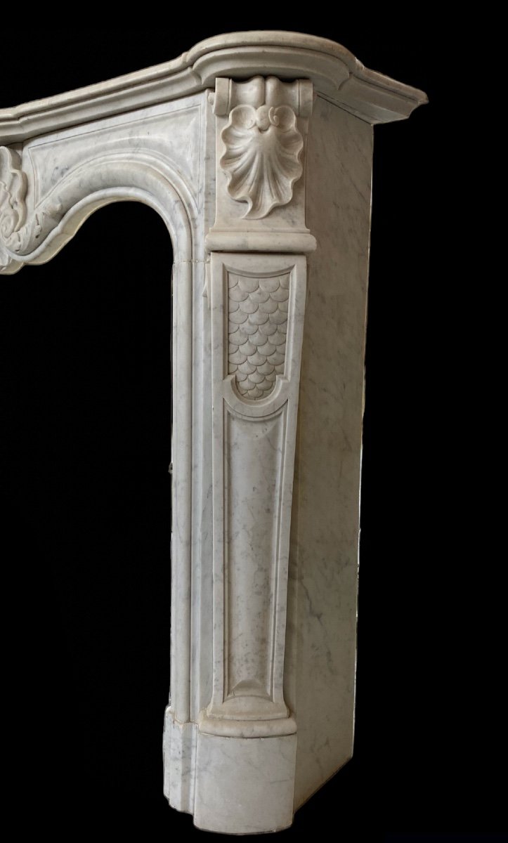 Louis XV Fireplace In Carrara Marble-photo-3