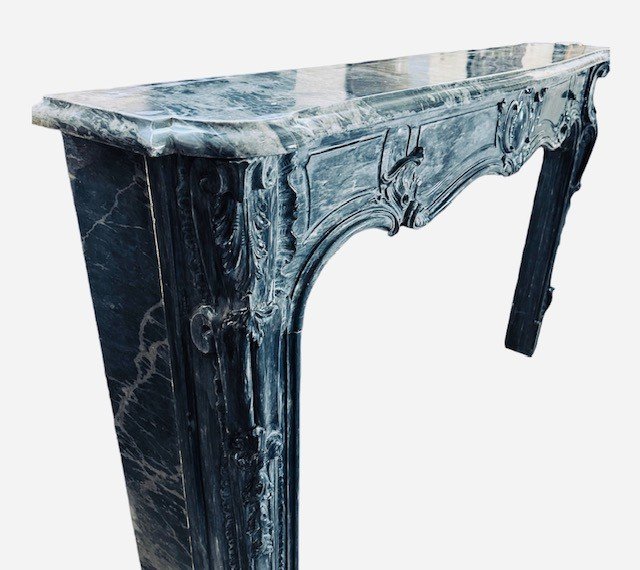 Cheminée D ' époque Fin XVII En Marbre Bleu Turquin-photo-3