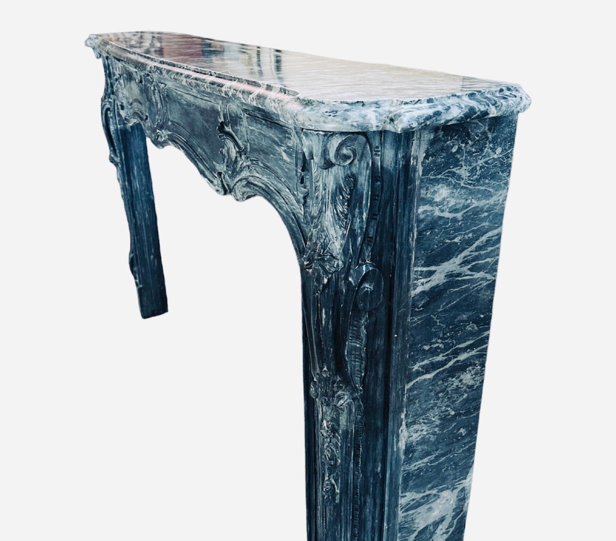 Cheminée D ' époque Fin XVII En Marbre Bleu Turquin-photo-4