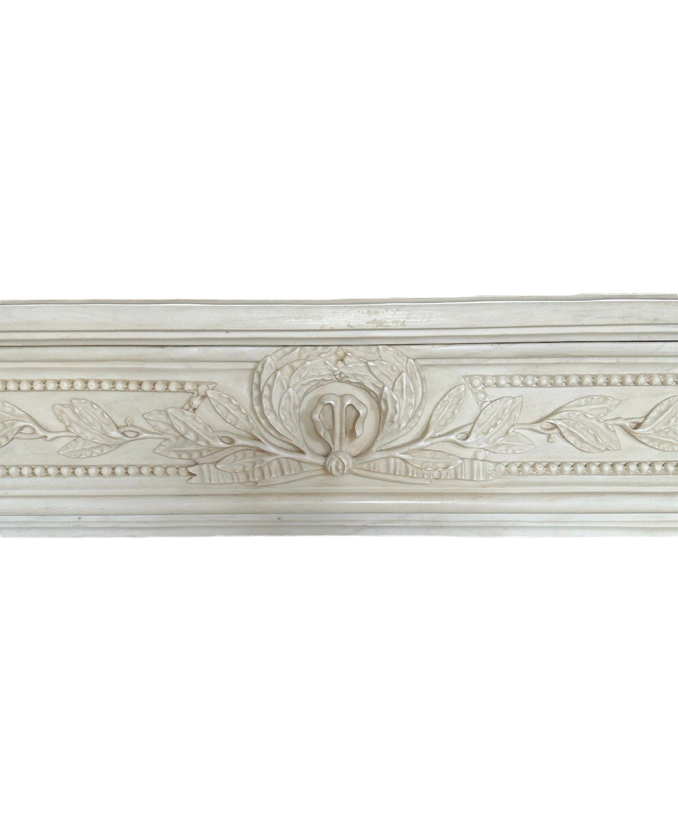Cheminée Louis XVI En Marbre Blanc De Carrare-photo-2