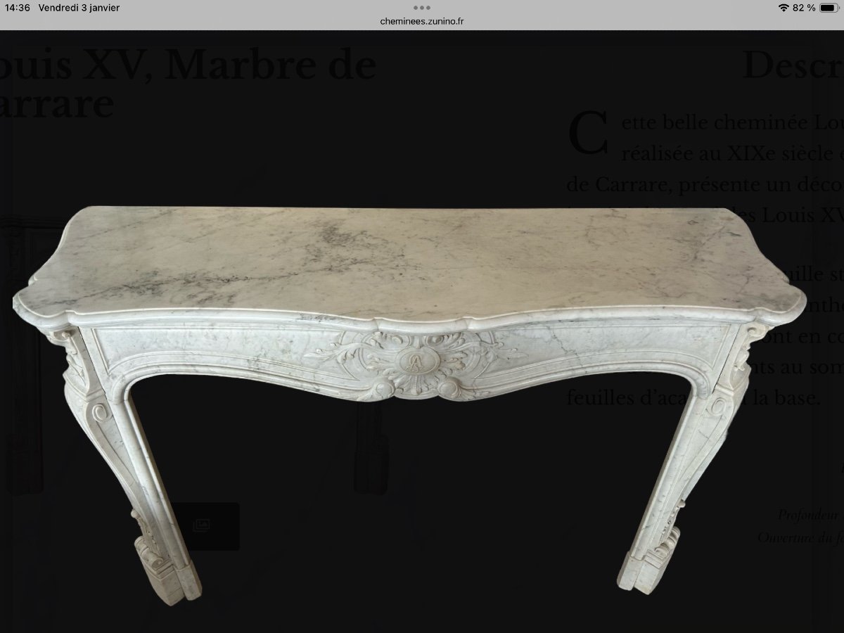 Cheminee  Style Louis XV. En Marbre De  Carrare-photo-3