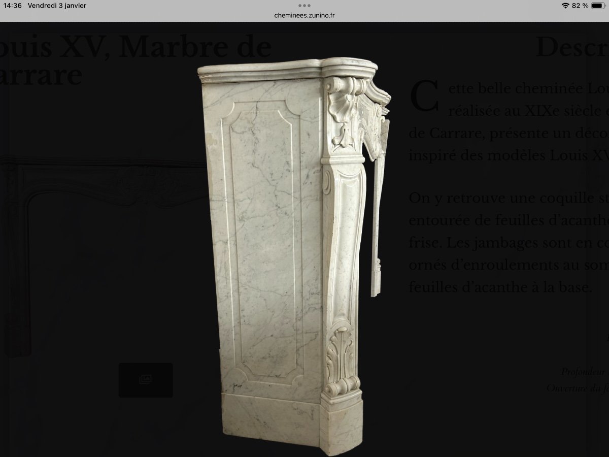 Cheminee  Style Louis XV. En Marbre De  Carrare-photo-1
