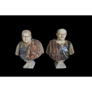 Pair Of Roman Emperor Busts In Marble